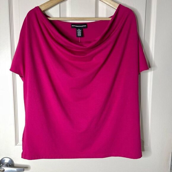 NWT Norton McNaughton Cowl Neck Short Sleeve Top (Pink) - XL - Picture 1 of 6